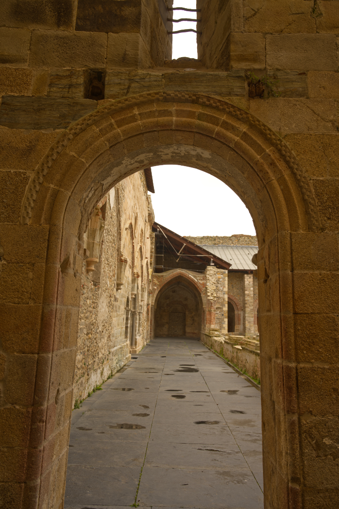 Portada de acceso al claustro desde el interior de la iglesia del monasterio de Carracedo